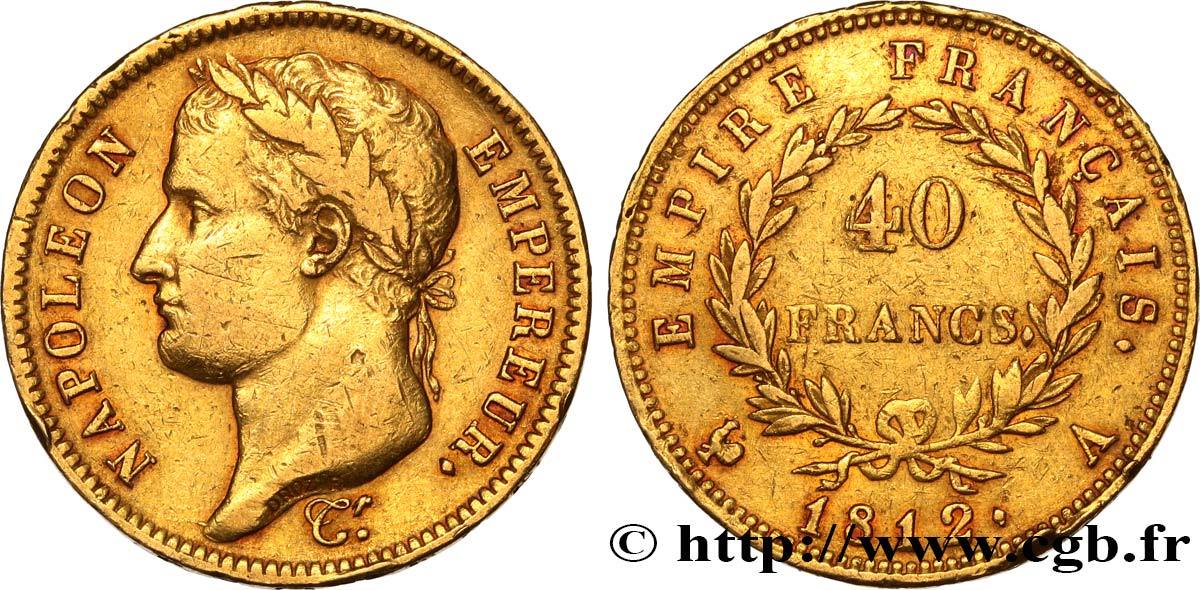 40 francs or Napoléon tête laurée, Empire français 1812 Paris F.541/9 TTB40 