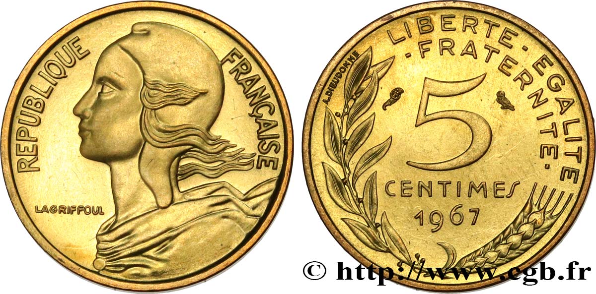 5 centimes Marianne 1967 Paris F.125/3 EBC62 