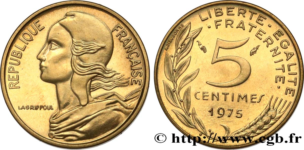 5 centimes Marianne 1975 Pessac F.125/11 MS65 
