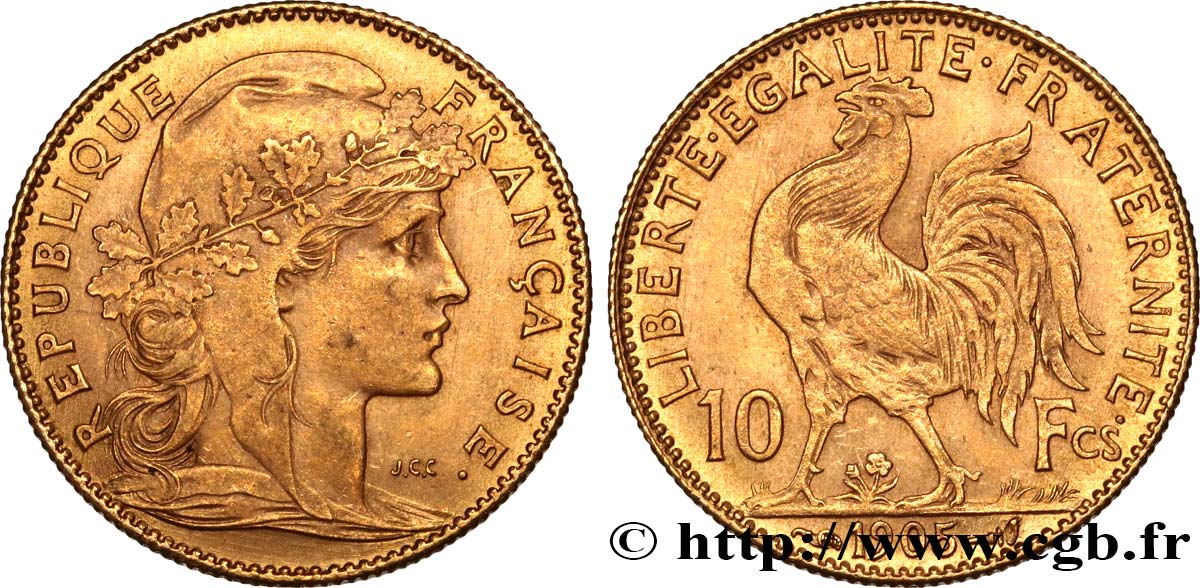 10 francs or Coq 1905 Paris F.509/6 SUP61 
