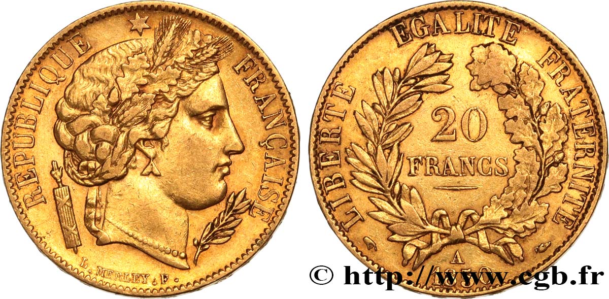 20 francs or Cérès 1850 Paris F.529/3 TTB50 