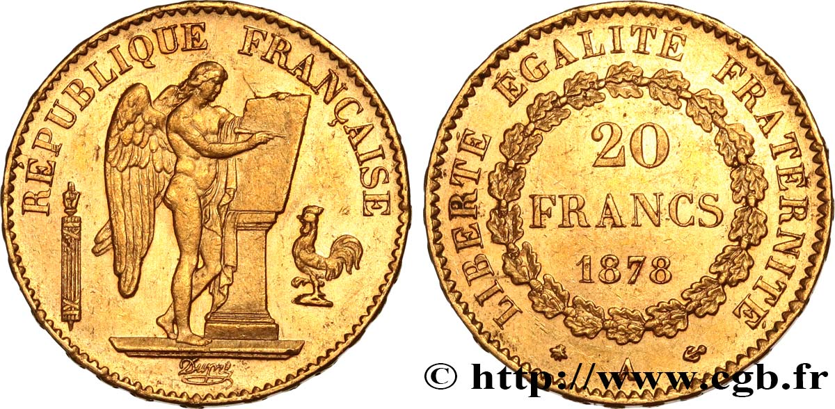 20 francs or Génie, Troisième République 1878 Paris F.533/6 TTB53 