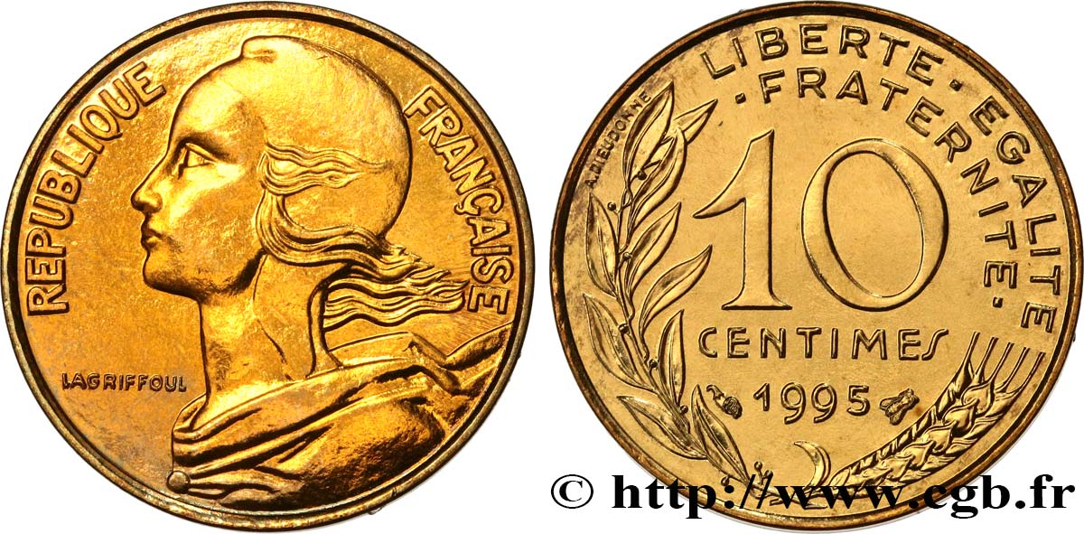 10 centimes Marianne, BU (Brillant Universel) 1995 Pessac F.144/39 MS 