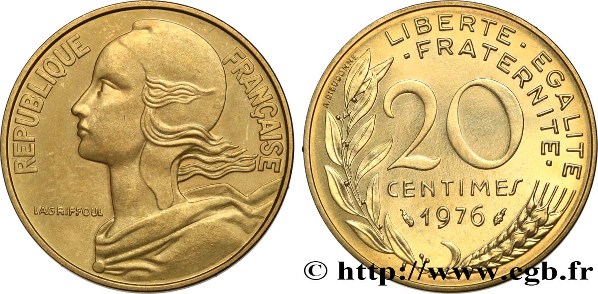20 centimes Marianne 1976 Pessac F.156/16 SC63 
