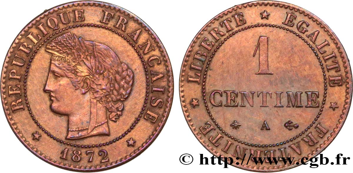 1 centime Cérès 1872 Paris F.104/1 SUP 