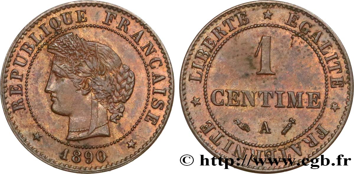 1 centime Cérès 1890 Paris F.104/17 AU53 