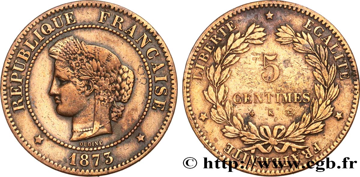 5 centimes Cérès 1873 Bordeaux F.118/8 q.BB 
