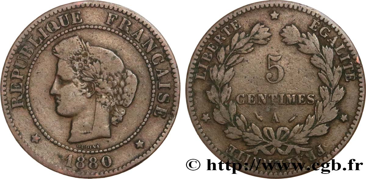 5 centimes Cérès 1880 Paris F.118/21 BC15 