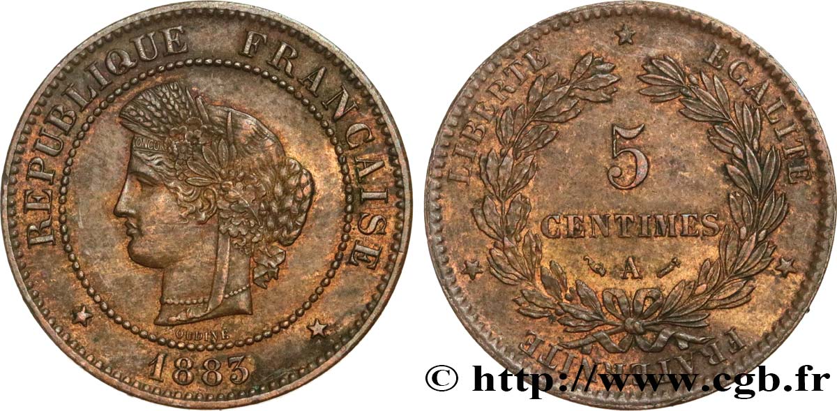5 centimes Cérès 1883 Paris F.118/24 TTB53 