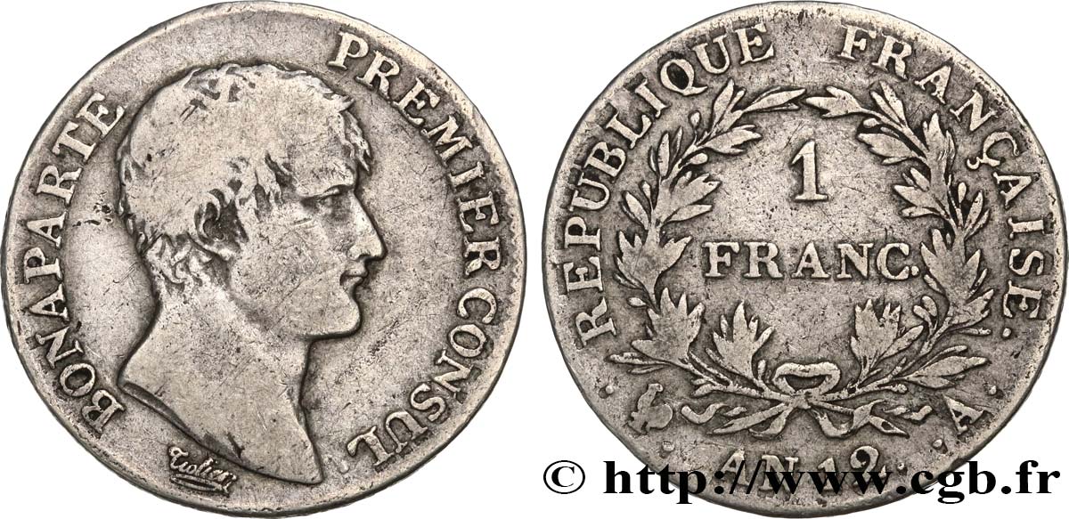 1 franc Bonaparte Premier Consul 1804 Paris F.200/8 VF20 