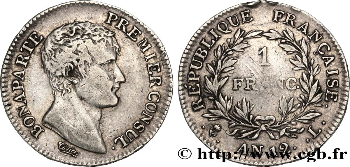1 franc Bonaparte Premier Consul 1804 Bayonne F.200/15 XF40 