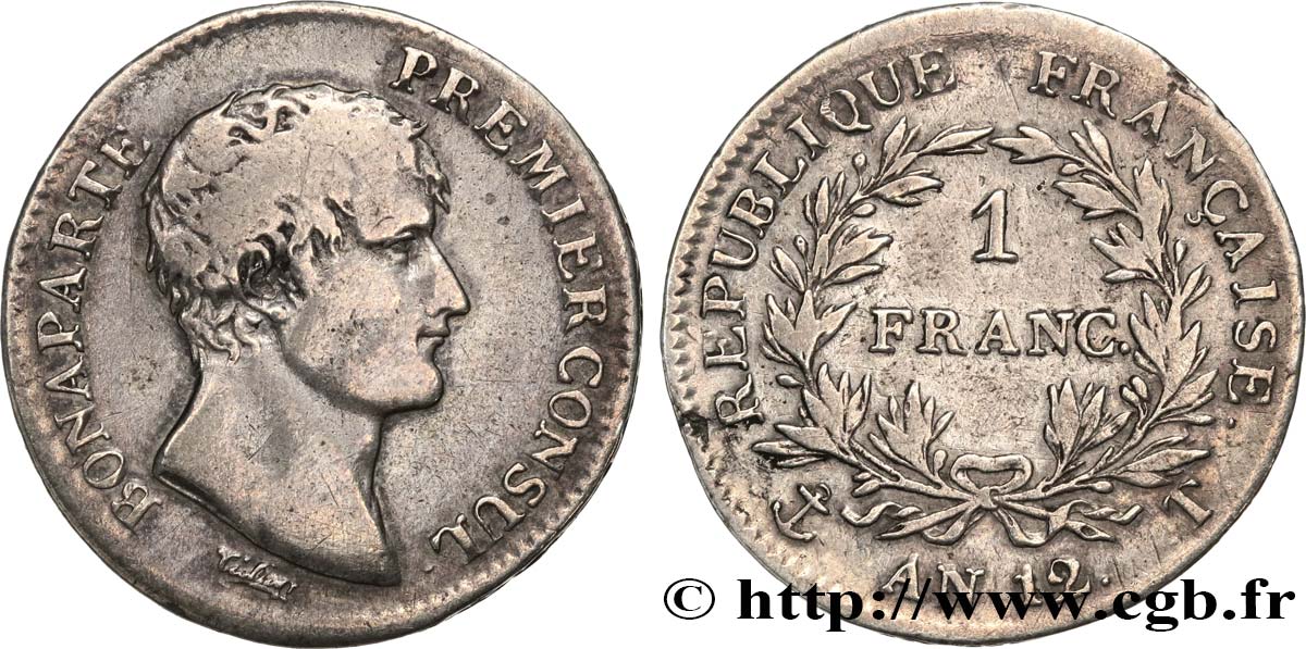 1 franc Bonaparte Premier Consul 1804 Nantes F.200/19 TB25 