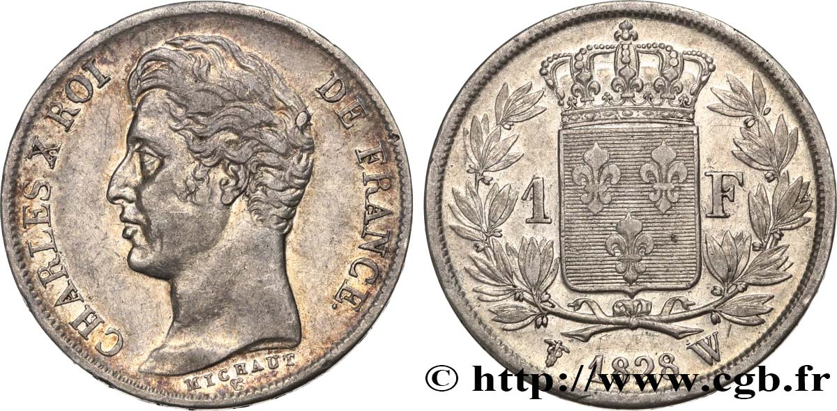1 franc Charles X 1828 Lille F.207/48 AU50 