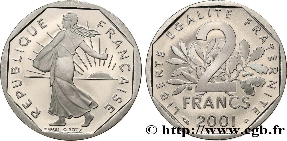 2 francs Semeuse, nickel, BE (Belle Épreuve) 2001 Pessac F.272/29 var. MS 