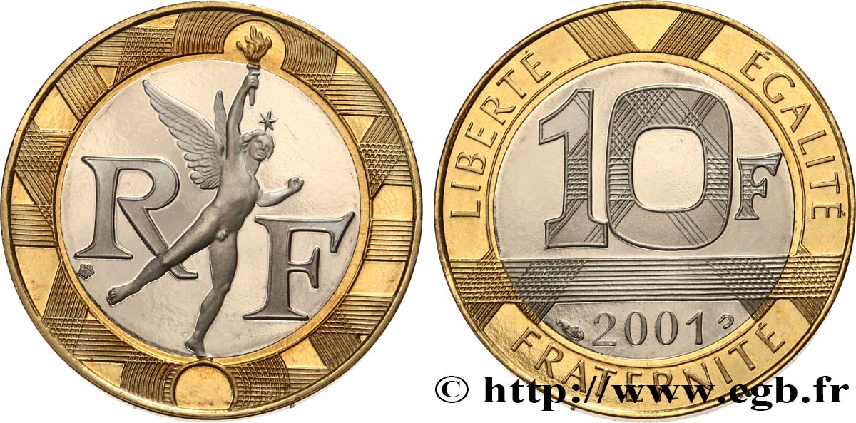 10 francs Génie de la Bastille, BE (Belle Épreuve) 2001 Pessac F.375/18 var. FDC 