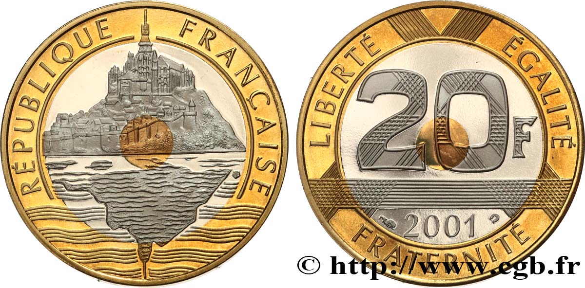 20 francs Mont Saint-Michel, BE (Belle Épreuve) 2001 Pessac F.403/17 var. MS 