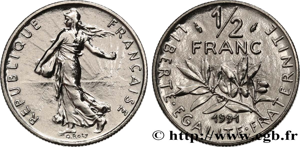 1/2 franc Semeuse, Brillant Universel, frappe médaille 1991 Pessac F.198/31 FDC 