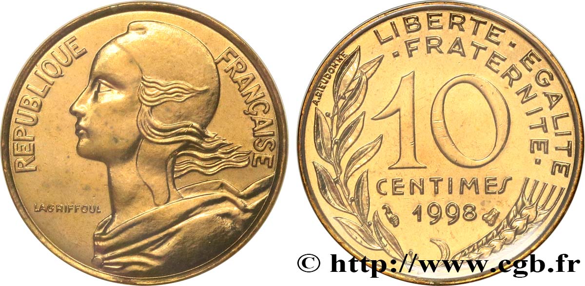 10 centimes Marianne, BU (Brillant Universel) 1998 Pessac F.144/42 ST 