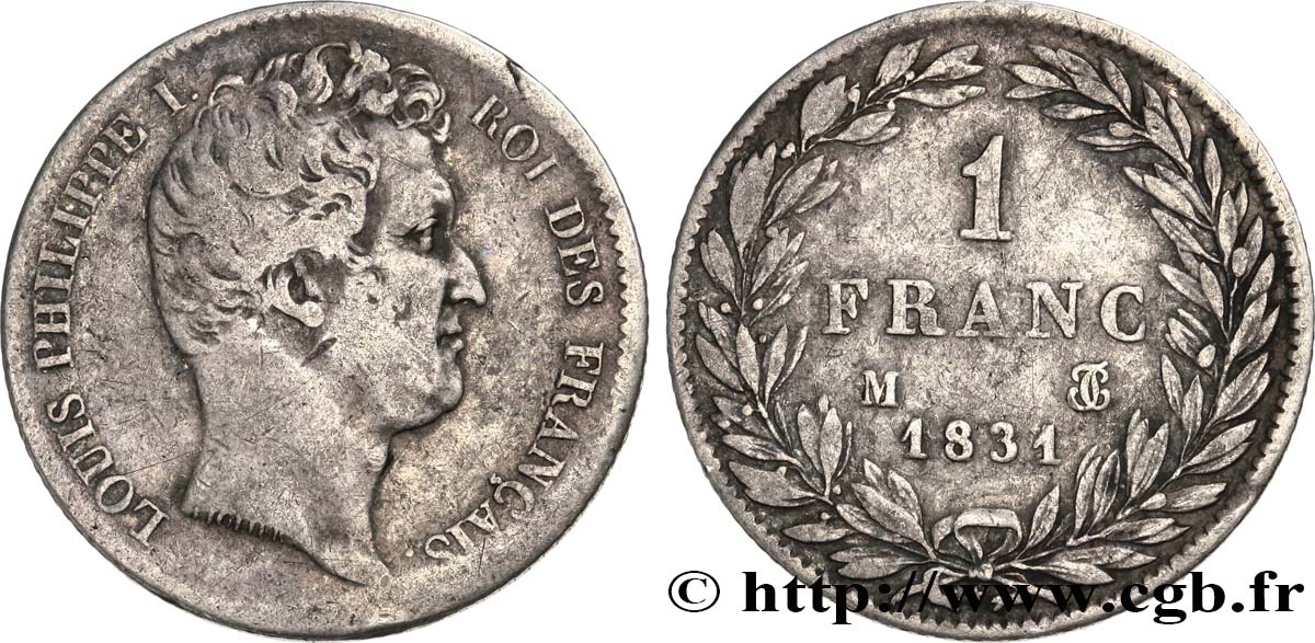 1 franc Louis-Philippe, tête nue 1831 Toulouse F.209/9 VF30 