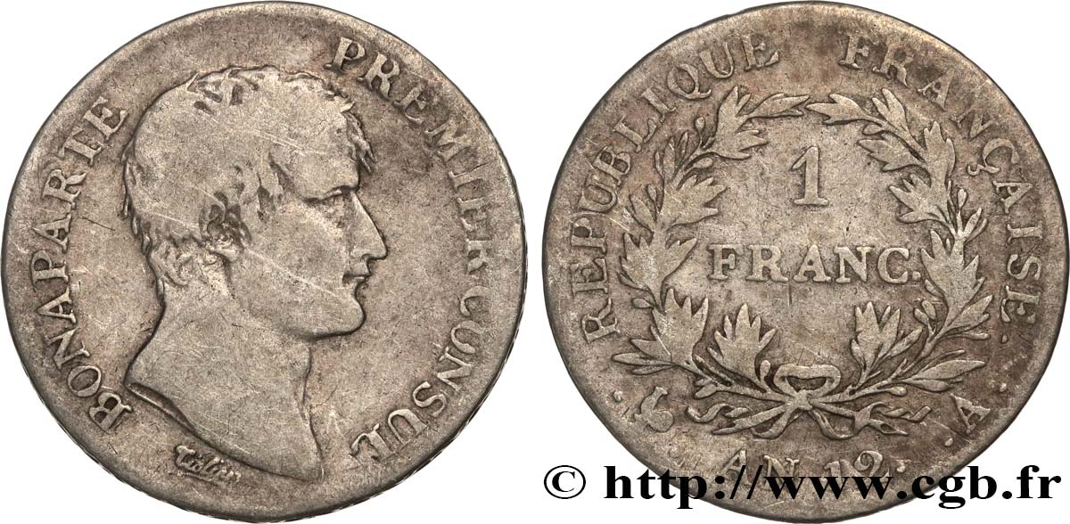 1 franc Bonaparte Premier Consul 1804 Paris F.200/8 TB 