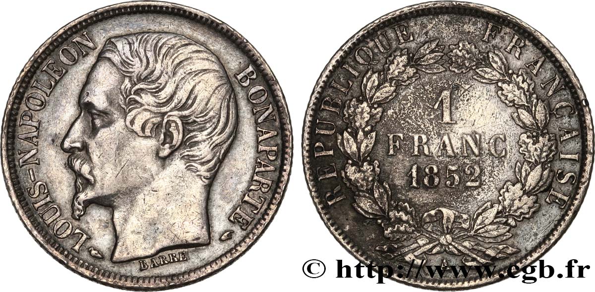 1 franc Louis-Napoléon 1852 Paris F.212/1 SS 