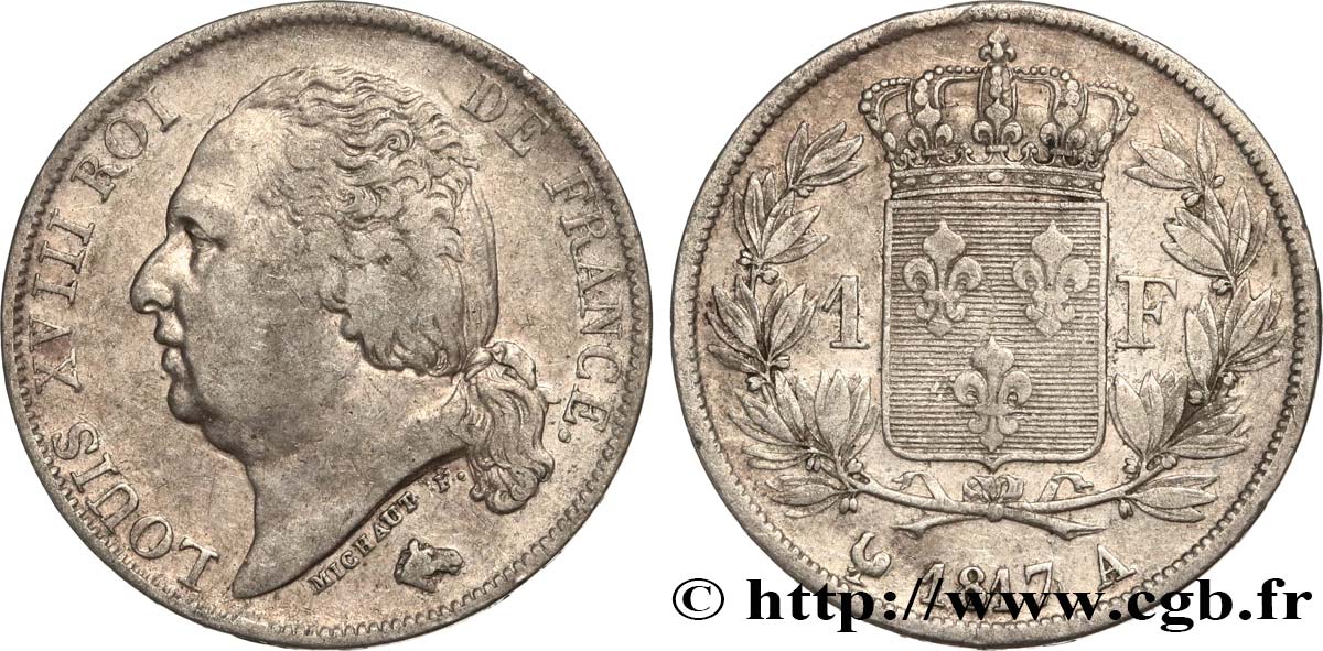 1 franc Louis XVIII 1817 Paris F.206/9 VF 