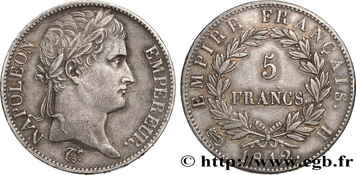 5 francs Napoléon Empereur, Empire français 1812 La Rochelle F.307/45 SS45 