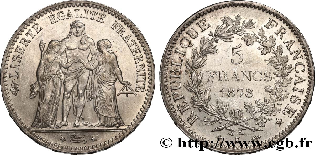 5 francs Hercule 1878 Bordeaux F.334/23 SUP55 