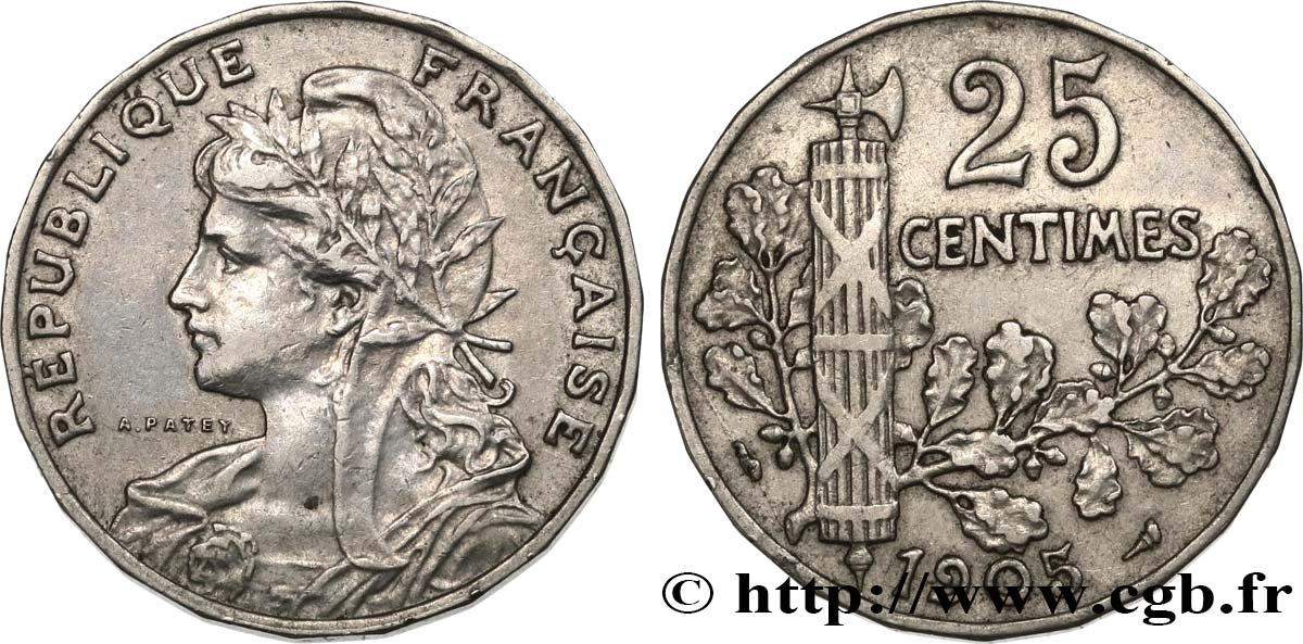 25 centimes Patey, 2e type 1905  F.169/3 XF45 