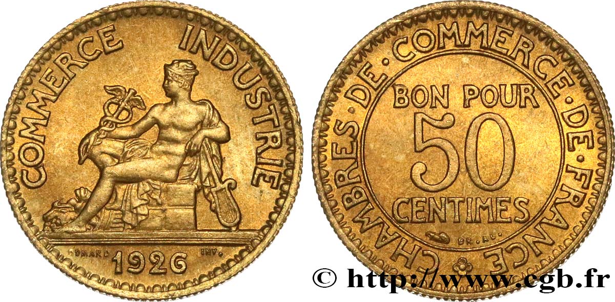 50 centimes Chambres de Commerce 1926 Paris F.191/8 fST63 