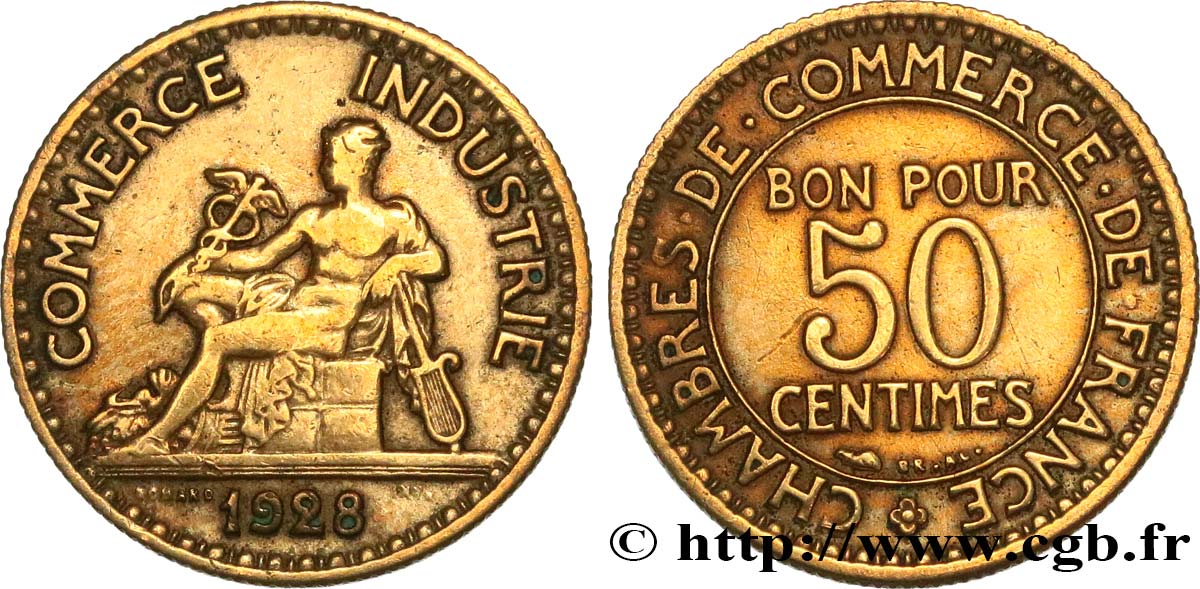 50 centimes Chambres de Commerce 1928 Paris F.191/10 fSS 
