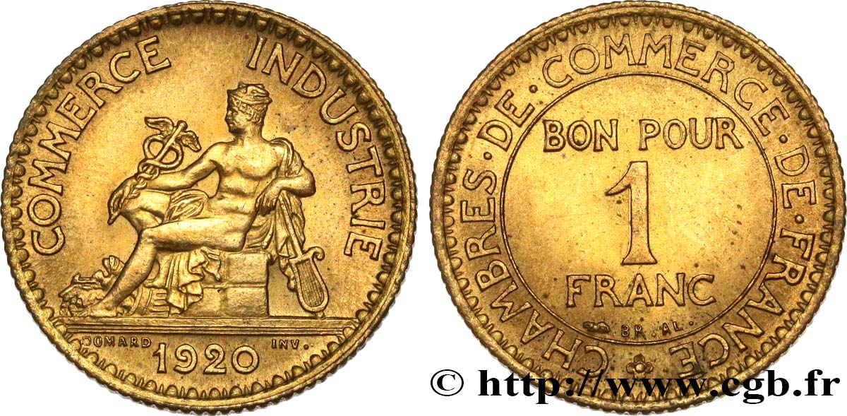 1 franc Chambres de Commerce 1920 Paris F.218/2 MS63 