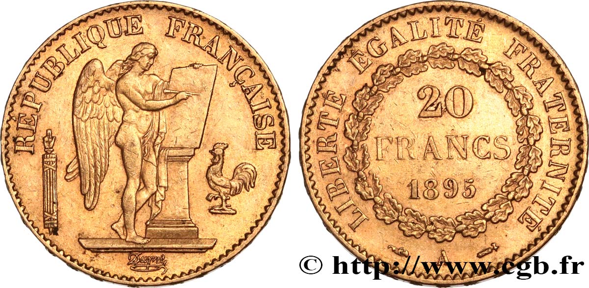 20 francs or Génie, IIIe République 1895 Paris F.533/19 AU50 