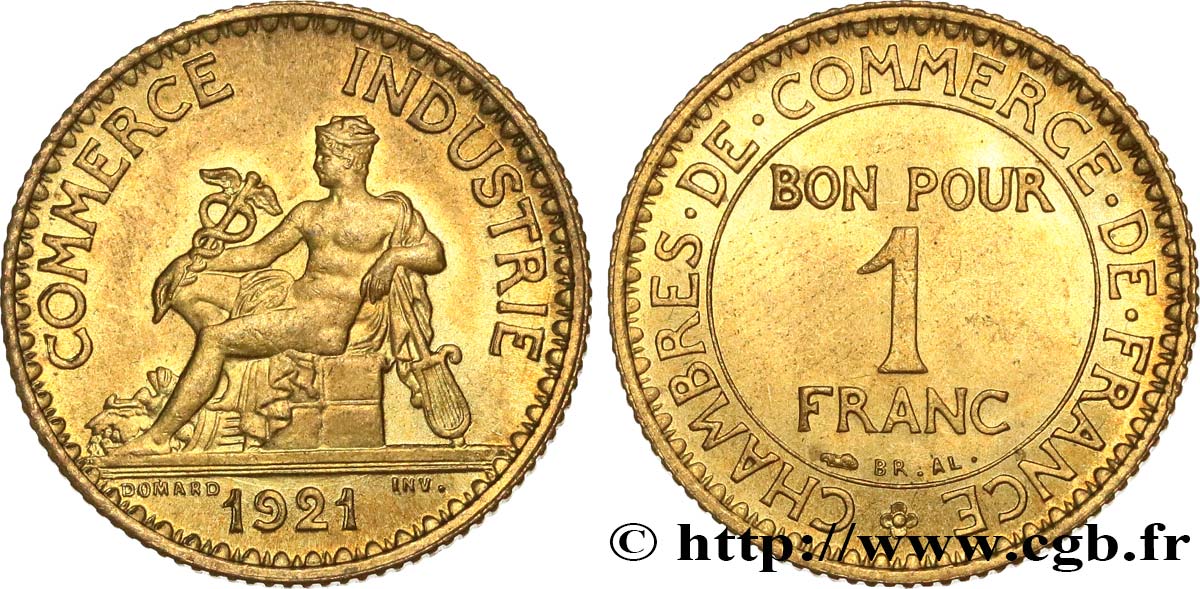 1 franc Chambres de Commerce 1921 Paris F.218/3 MS64 