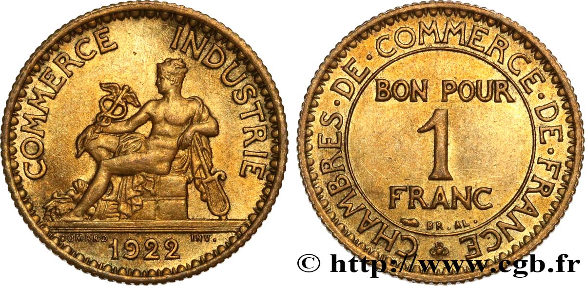 1 franc Chambres de Commerce 1922 Paris F.218/4 EBC60 