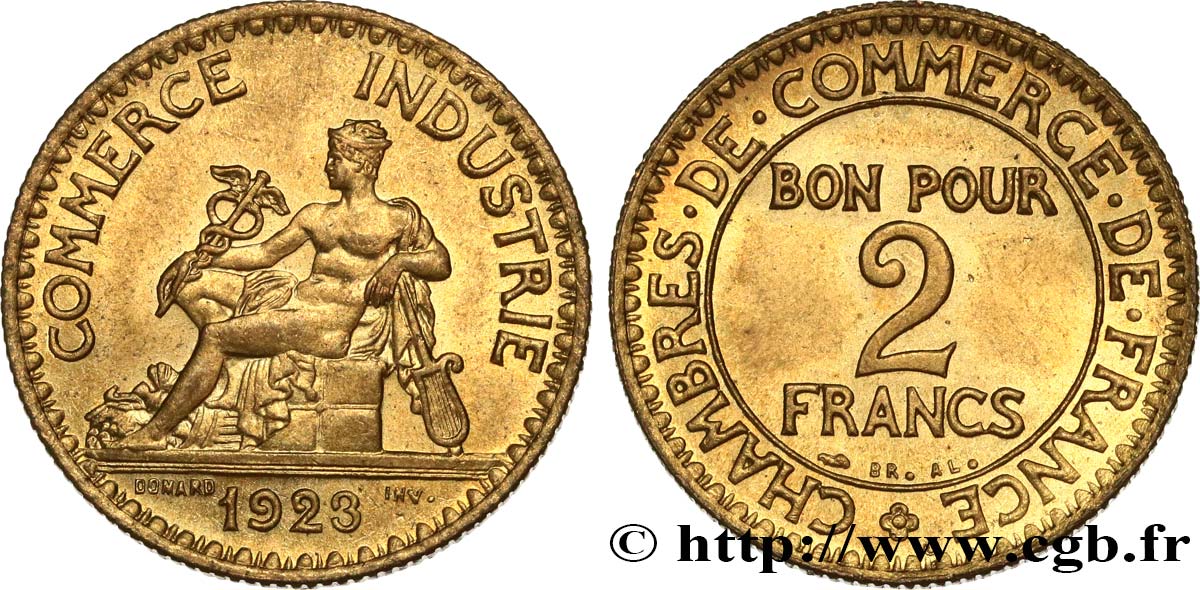 2 francs Chambres de Commerce 1923  F.267/5 MS65 