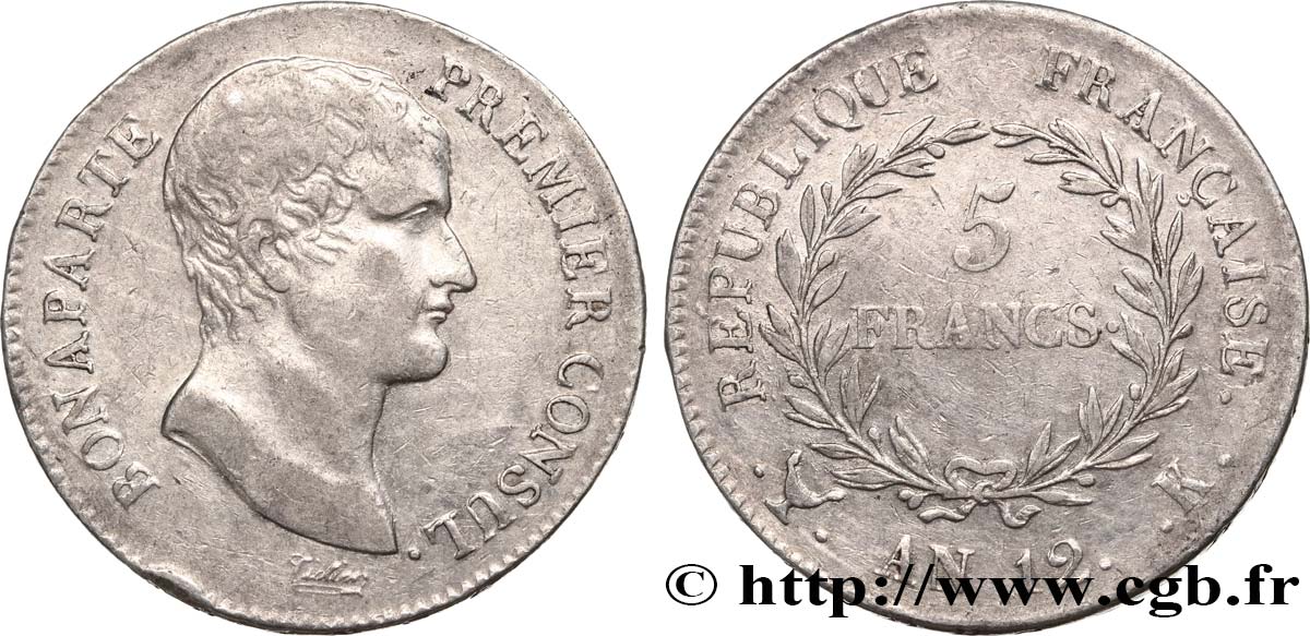 5 francs Bonaparte Premier Consul 1804 Bordeaux F.301/17 BC35 