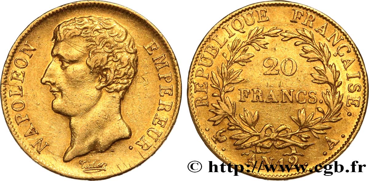 20 francs or Napoléon Empereur, buste intermédiaire 1804 Paris F.511/1 TTB48 
