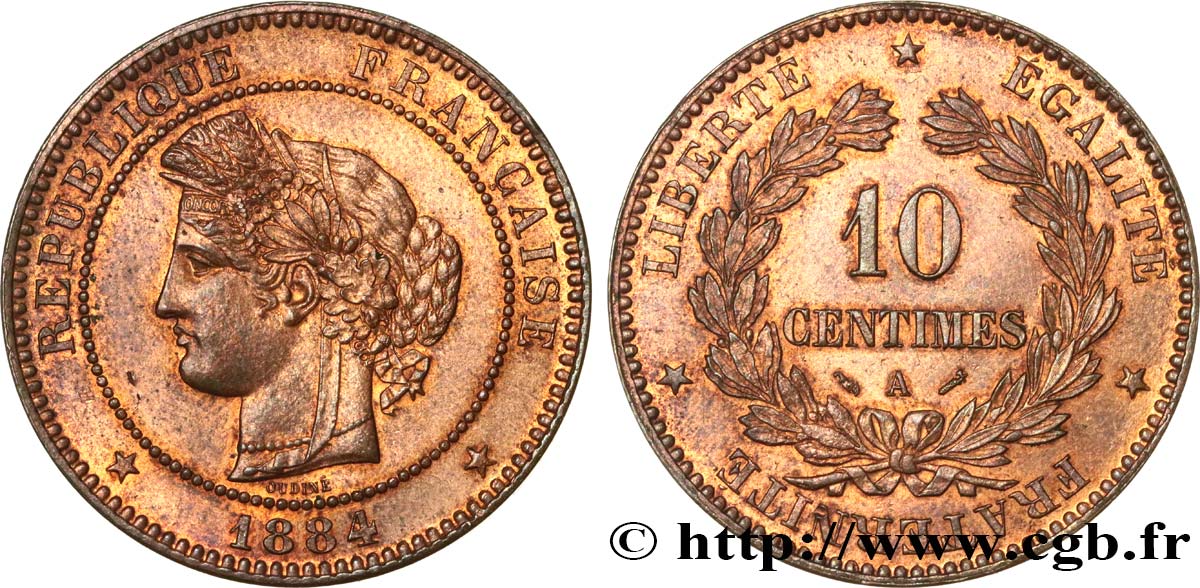 10 centimes Cérès 1884 Paris F.135/28 MS61 