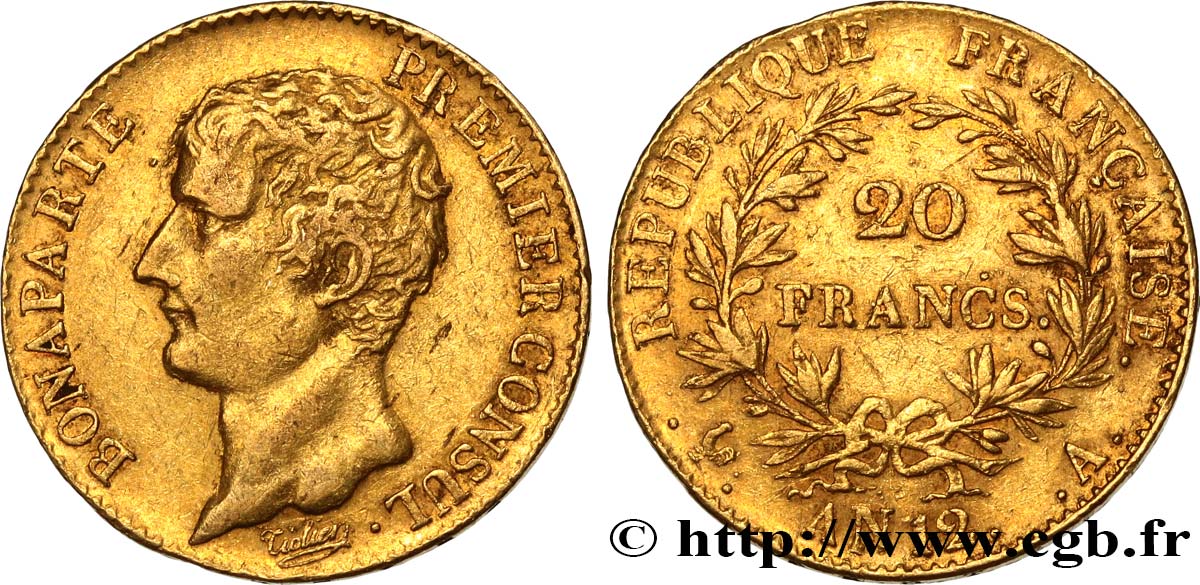 20 francs or Bonaparte Premier Consul 1804 Paris F.510/2 BB40 