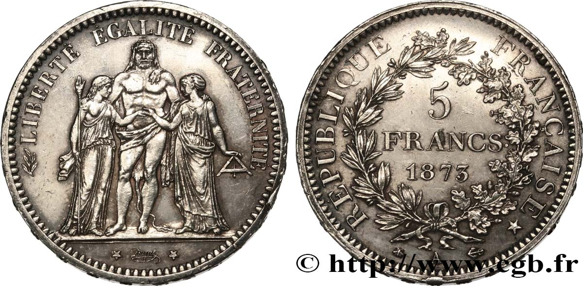 5 francs Hercule 1875 Paris F.334/14 SPL 