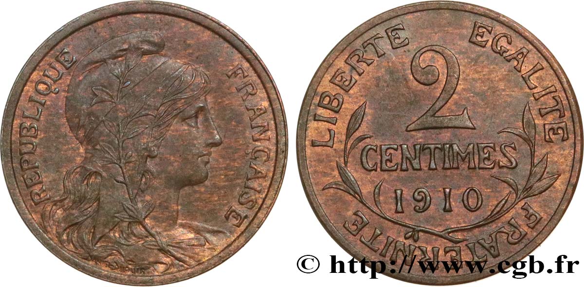 2 centimes Daniel-Dupuis 1910 Paris F.110/13 AU58 