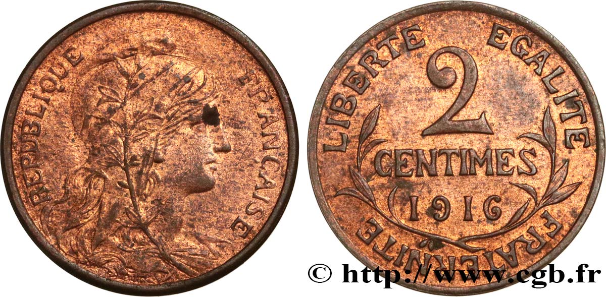 2 centimes Daniel-Dupuis 1916 Paris F.110/18 AU58 