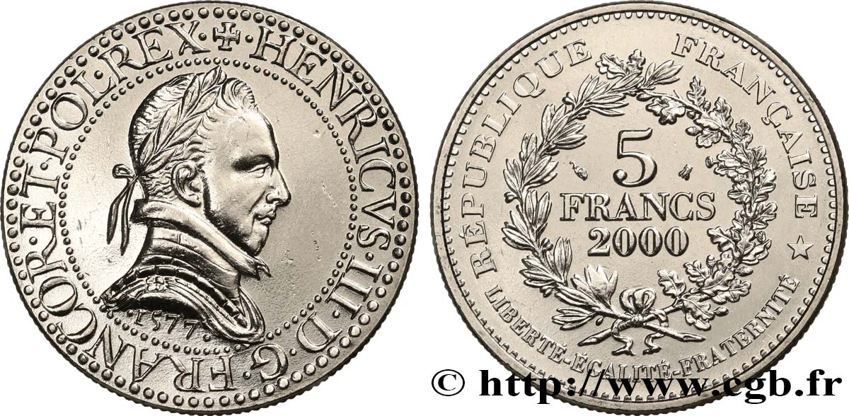 5 francs Franc d’argent de Henri III 2000 Paris F.351/1 FDC 
