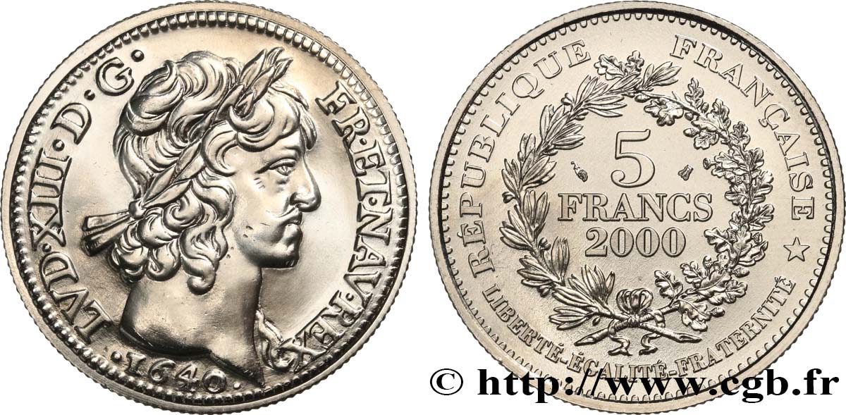 5 francs Louis d’or de Louis XIII 2000 Paris F.352/1 MS 