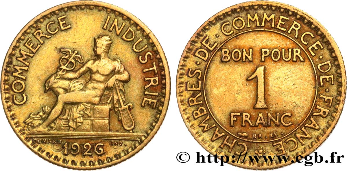1 franc Chambres de Commerce, Coins choqués 1926 Paris F.218/8 TB35 