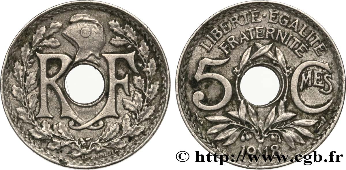 5 centimes Lindauer, grand module 1918 Paris F.121/2 SS45 