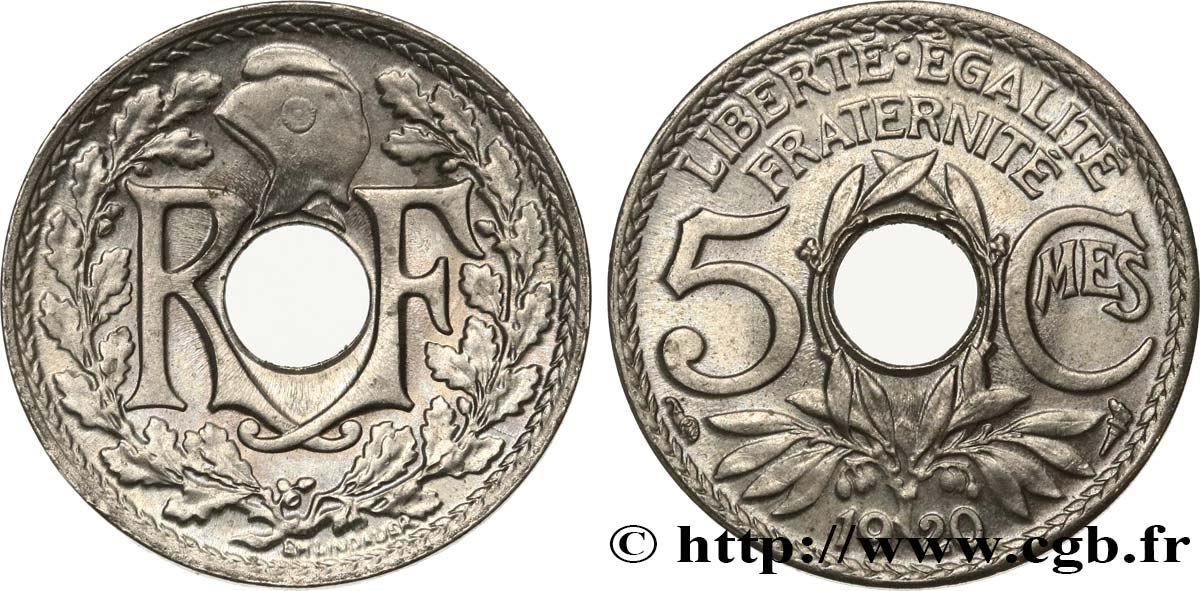 5 centimes Lindauer, grand module 1920  F.121/4 FDC65 