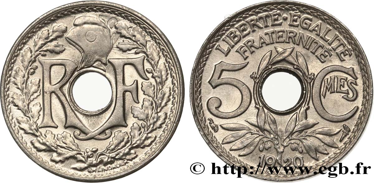 5 centimes Lindauer, grand module 1920  F.121/4 ST65 