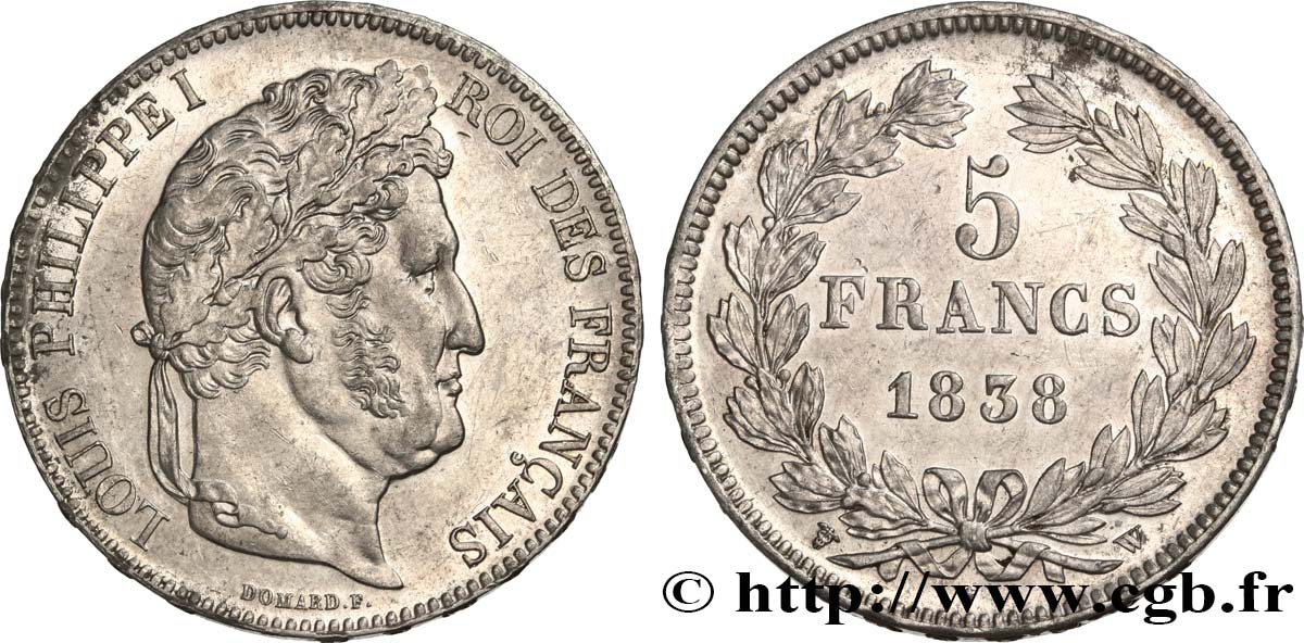 5 francs IIe type Domard 1838 Lille F.324/74 AU 